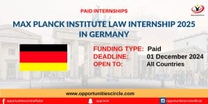 Max Planck Institute Law Internship 2025 in Germany