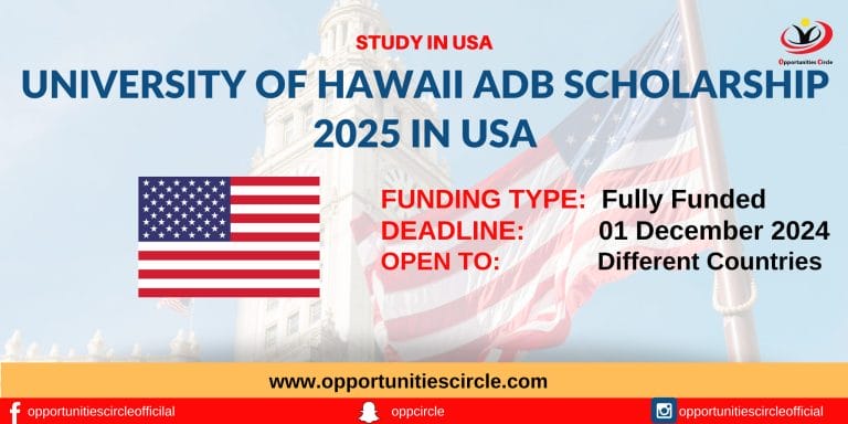 University of Hawaii ADB Scholarship 2025 in USA