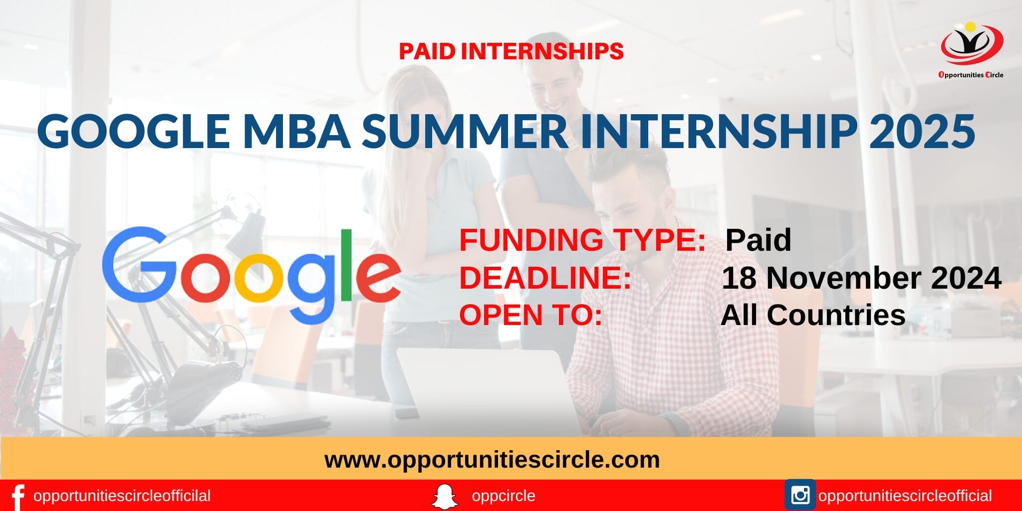 Google MBA Summer Internship 2025 Paid Internships Opportunities Circle