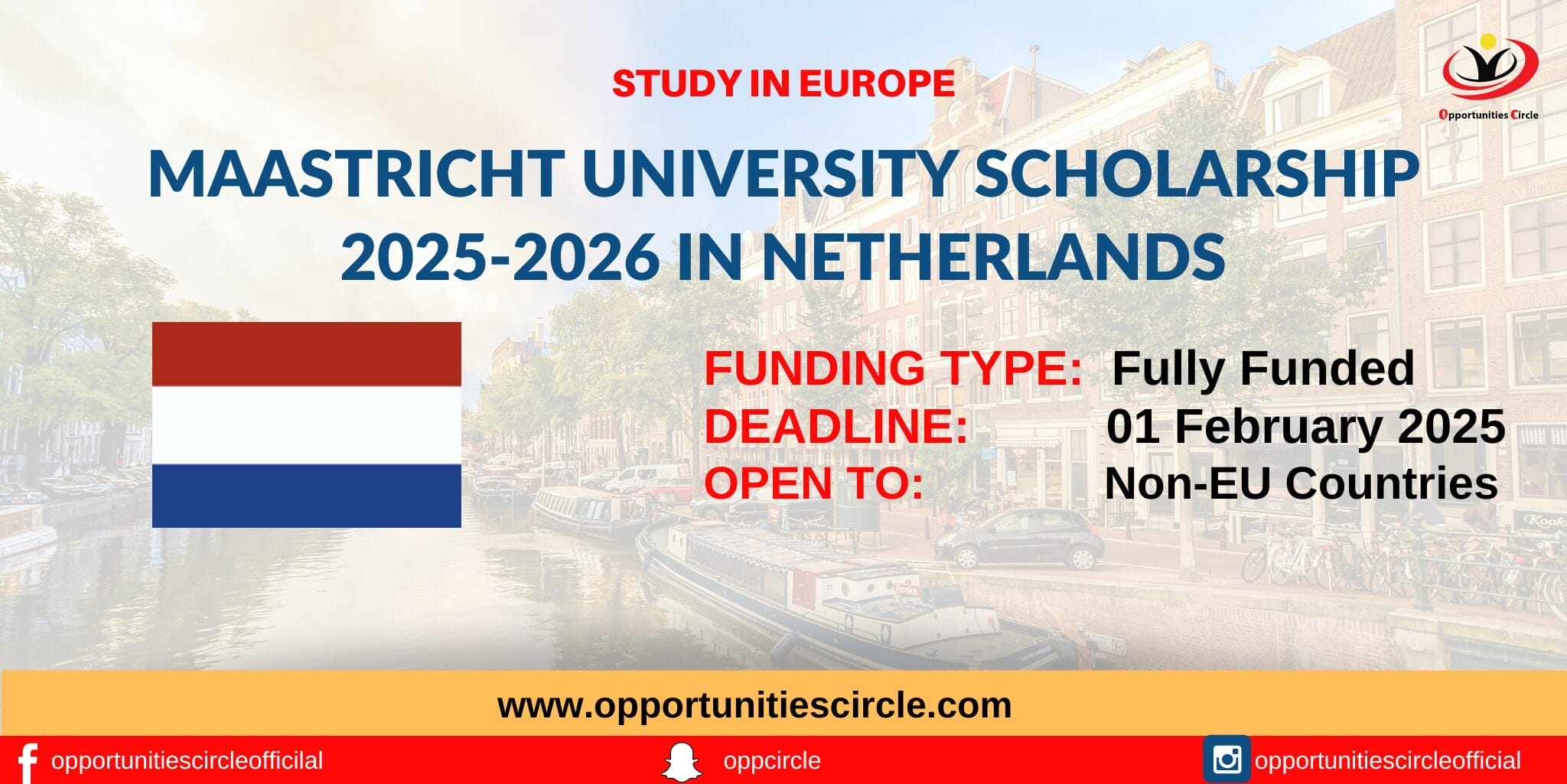 Maastricht University Scholarship 20252026 in Netherlands Fully