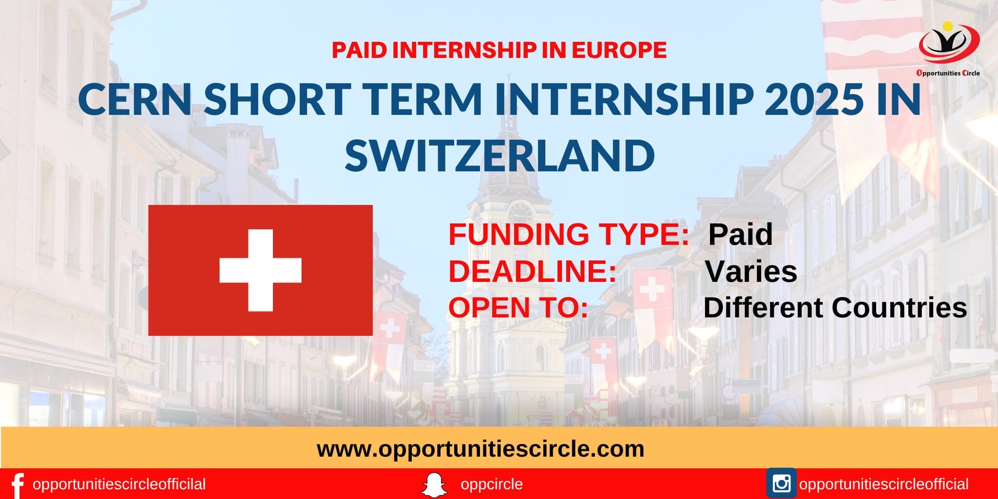 CERN Short Term Internship 2025 in Switzerland Paid Internship in