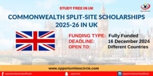 Commonwealth Split-Site Scholarships 2025-26 in UK